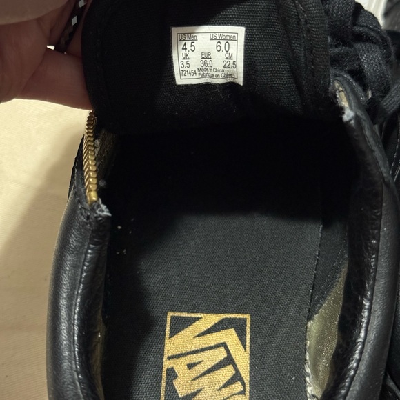 Vans Black Sneakers with Gold Zipper - Picture 5 of 5